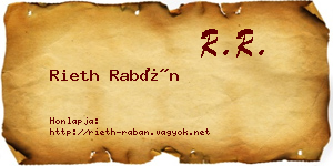 Rieth Rabán névjegykártya